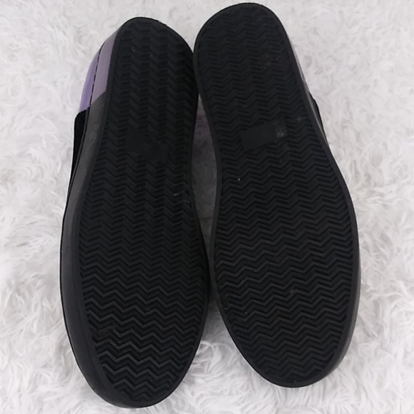 Free People Varsity Black Calf Hair Purple Leather Platform Slip On Loafer Shoe - Picture 8 of 14